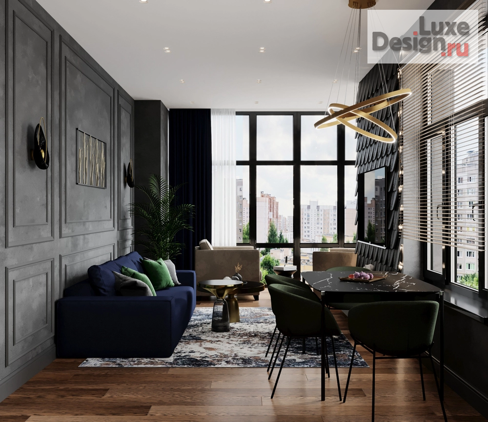 Дизайн интерьера трехкомнатной квартиры "Квартира в темных тонах" (фото 2)