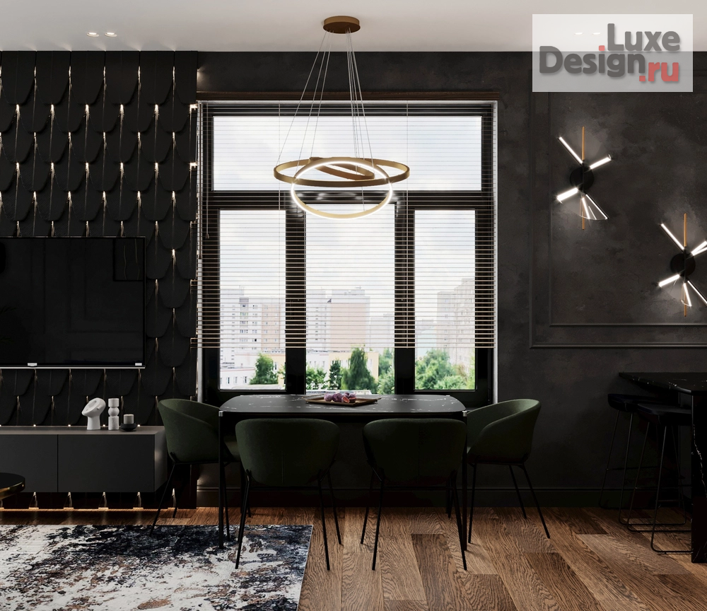 Дизайн интерьера трехкомнатной квартиры "Квартира в темных тонах" (фото 3)