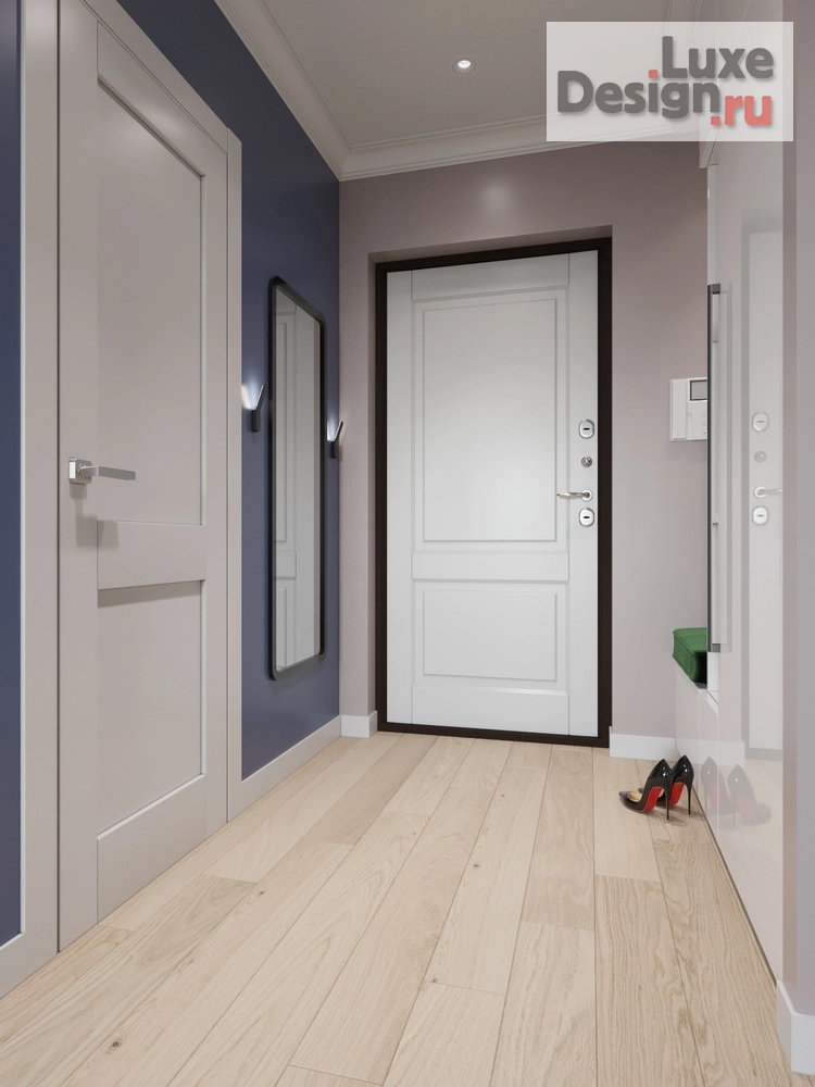 Дизайн интерьера однокомнатной квартиры "Дизайн квартиры с синей кухней" (фото 12)