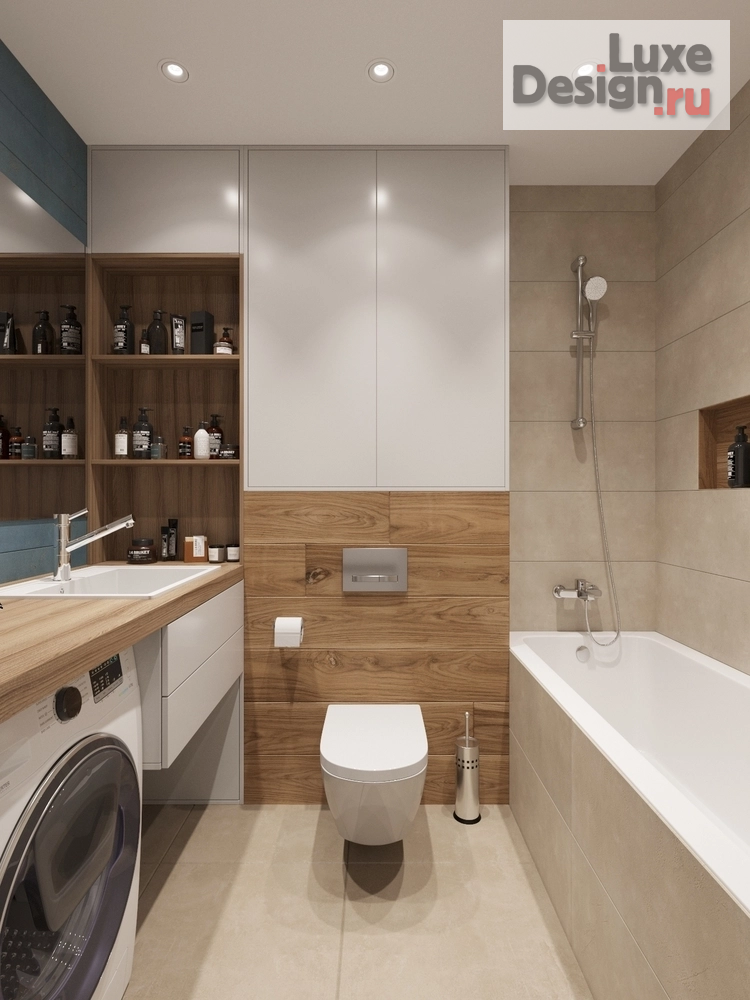 Дизайн интерьера однокомнатной квартиры "Дизайн квартиры с синей кухней" (фото 13)