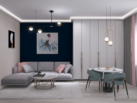 Дизайн интерьера двухкомнатной квартиры в Москве "Уютная квартира для девушки"