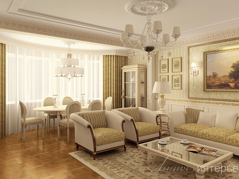 Дизайн интерьера гостиной в Москве "Интерьер гостиной в классическом стиле"