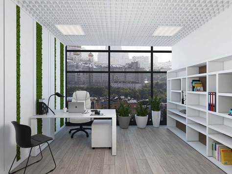 Дизайн интерьера офиса в Москве "Функциональный и светлый дизайн офиса с видом на город"
