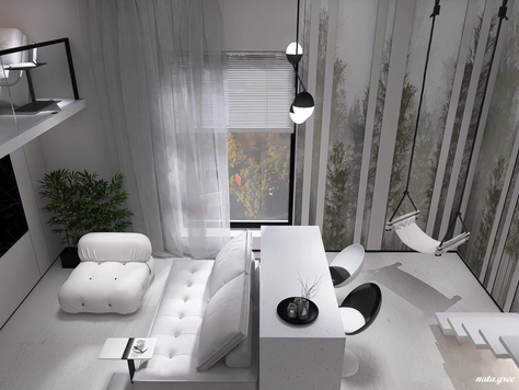 Дизайн интерьера квартиры-студии в Москве "МАЛЕНЬКАЯ КВАРТИРА HIGH FLAT."