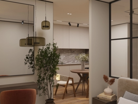 Дизайн интерьера однокомнатной квартиры в Москве "СВЕТЛАЯ ТРАНСФОРМАЦИЯ 36 м²"