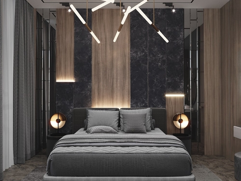 Дизайн интерьера спальни в Москве "Спальня с панорамными окнами"