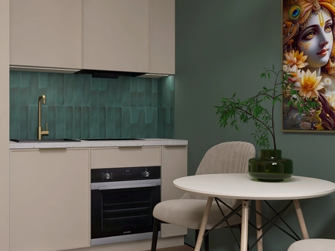 Дизайн интерьера квартиры-студии в Москве "Сочная студия в природных оттенках в ЖК "Мята"."