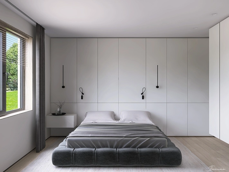 Дизайн интерьера комнаты в Москве "Спальня в минимализме"