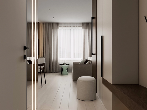 Дизайн интерьера в Москве "Прихожая/кухня-гостиная"