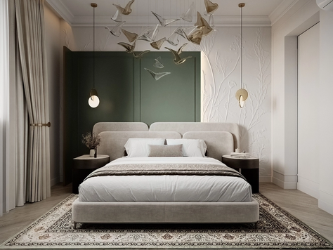 Дизайн интерьера спальни в Москве "Лесная тишина"