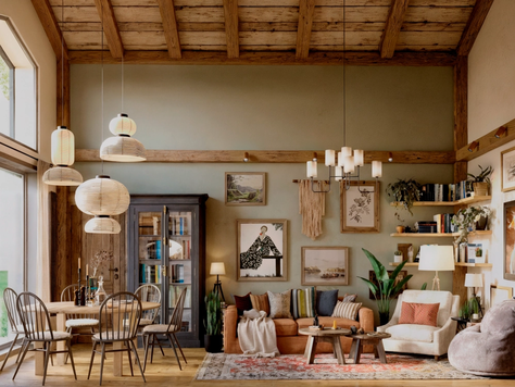 Дизайн интерьера загородного дома в Москве "Тёплый эклектичный интерьер"