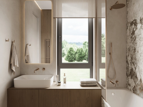 Дизайн интерьера коттеджа в Москве "Дом (240 кв). Мастер-санузел"