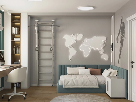 Дизайн интерьера детской в Москве "Детская для спортсмена"