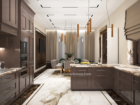 Дизайн интерьера в Москве "Интерьер кухни в загородном доме"