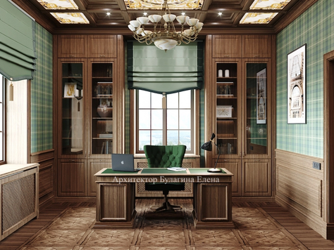 Дизайн интерьера кабинета в Москве "Кабинет в английском стиле"