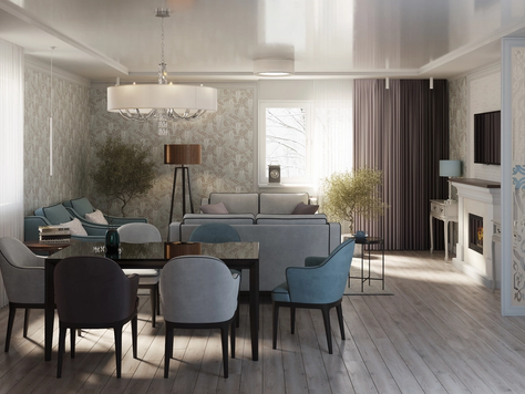 Дизайн интерьера гостиной в Москве "Гостиная частного дома для взрослой семейной пары"