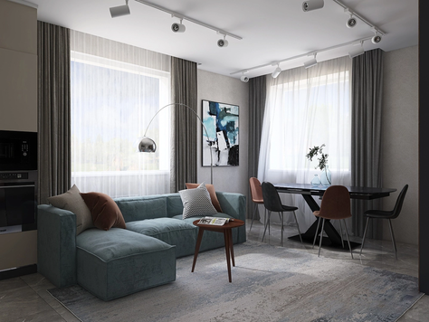 Дизайн интерьера Частного дома в Москве "Кухня-гостиная 35 м2 в загородном доме"