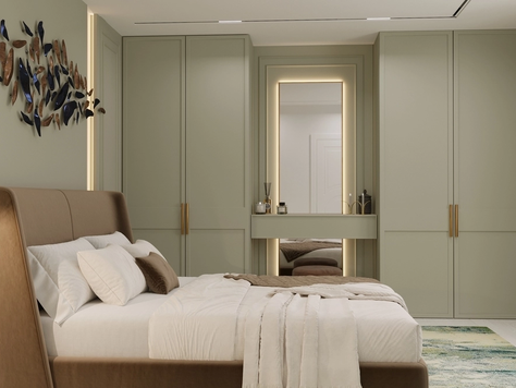 Дизайн интерьера в Москве "Оливковая  спальня  в частном доме "