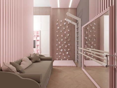 Дизайн интерьера в Москве "Спальня в розовых тонах для маленькой балерины"